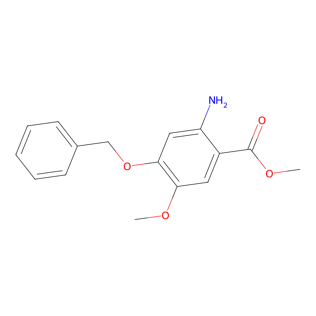 Methyl 2-amino-4-(benzyloxy)-5-methoxybenzoate molecular structure, CAS 61032-42-6
