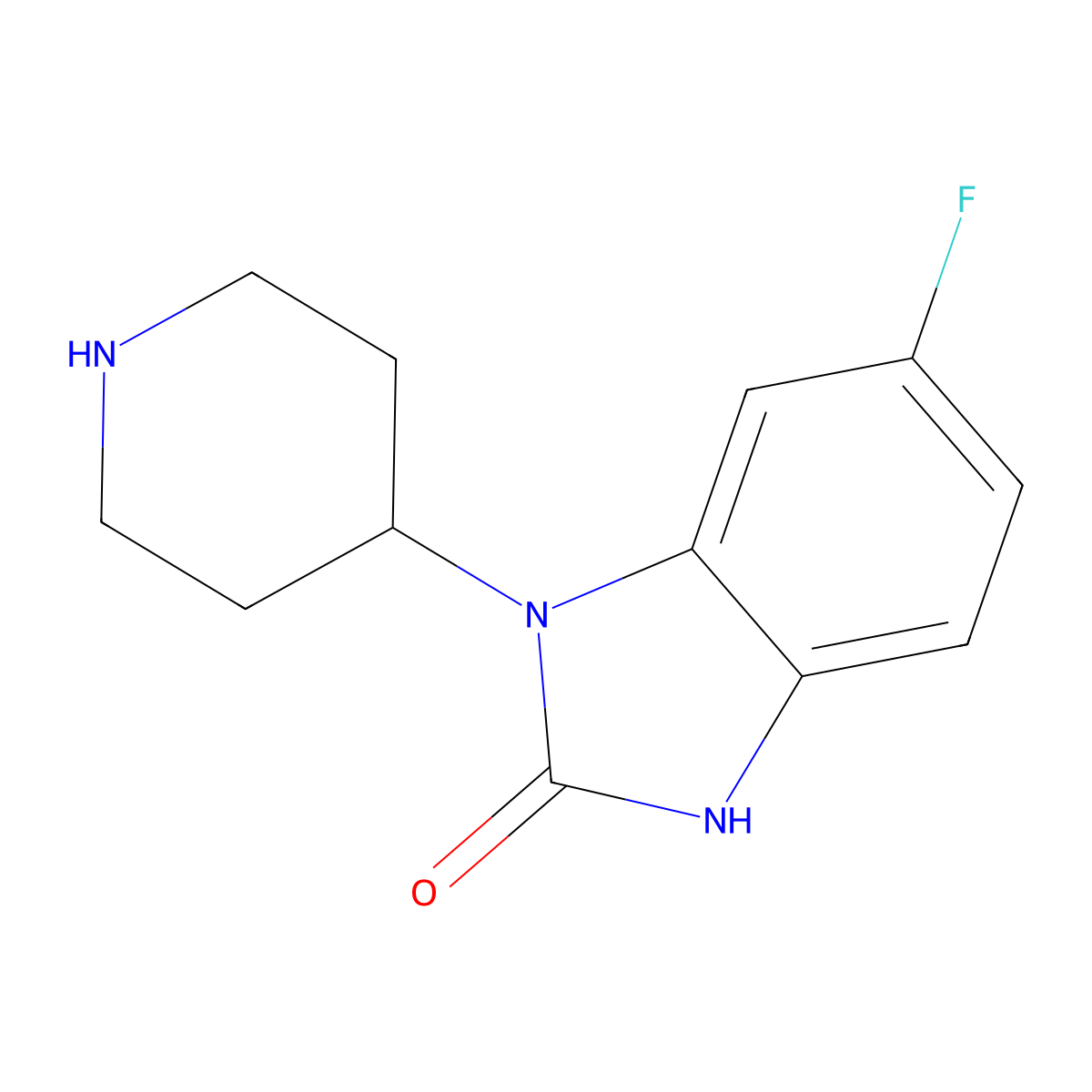 6-fluoro-1-(piperidin-4-yl)-1H-benzo[d]imidazol-2(3H)-one molecular structure, CAS 610323-35-8