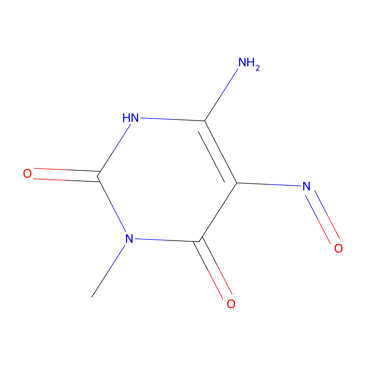 6-Amino-3-methyl-5-nitroso-1,2,3,4-tetrahydropyrimidine-2,4-dione molecular structure, CAS 61033-04-3