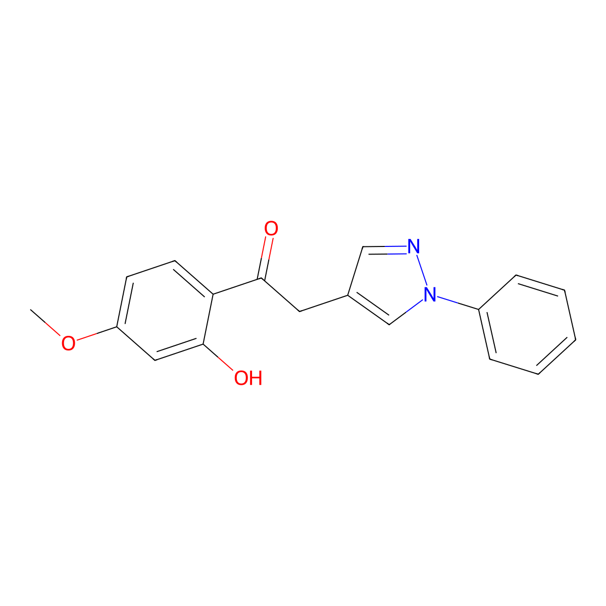 1-(2-hydroxy-4-methoxyphenyl)-2-(1-phenyl-1H-pyrazol-4-yl)ethanone molecular structure, CAS 61034-00-2