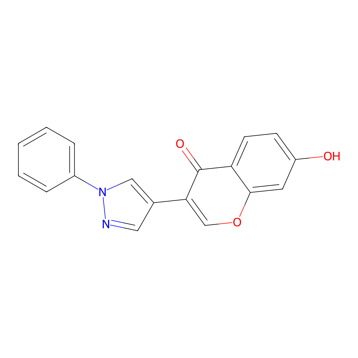 7-Hydroxy-3-(1-phenyl-1H-pyrazol-4-yl)-chromen-4-one molecular structure, CAS 61034-11-5