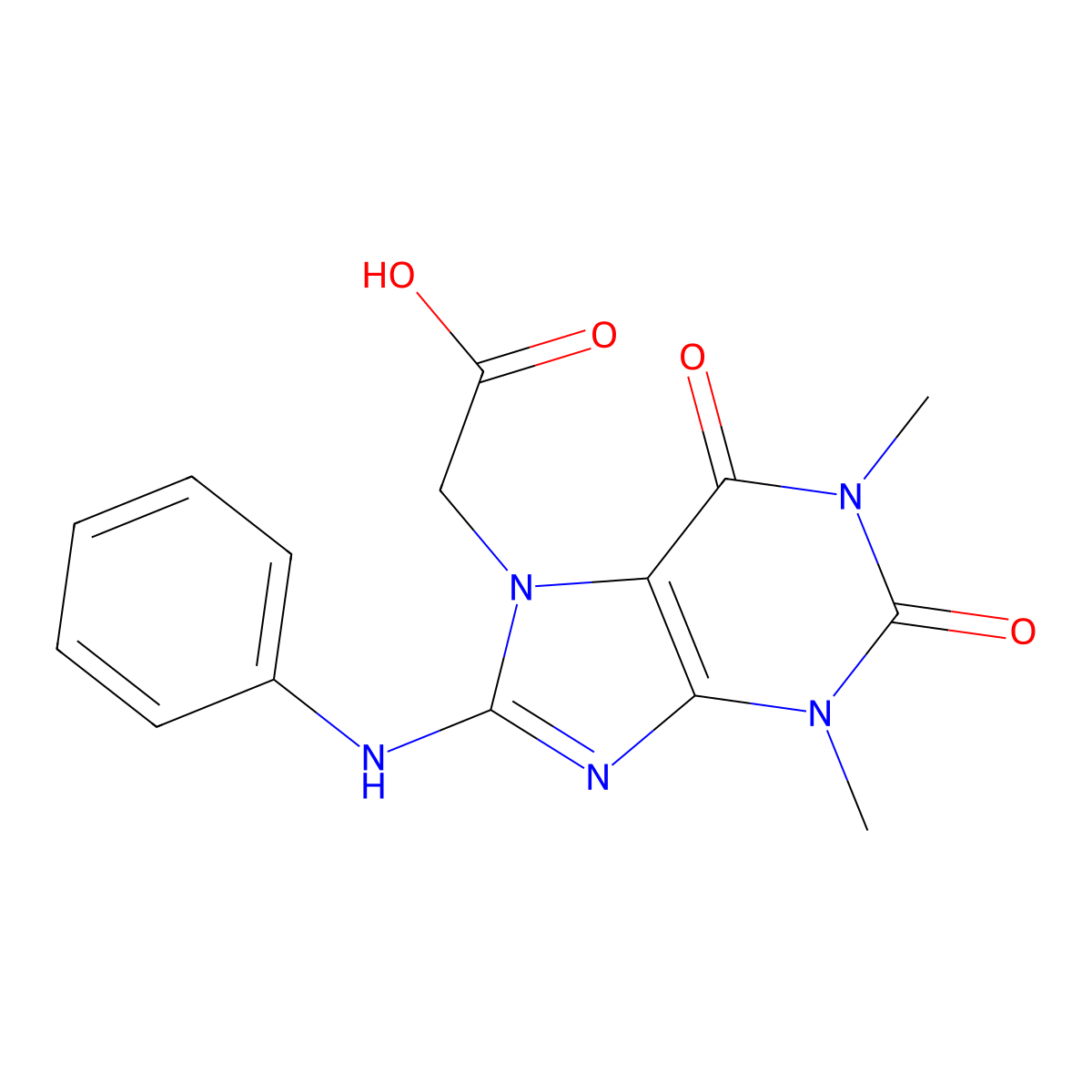 2-(1,3-dimethyl-2,6-dioxo-8-(phenylamino)-2,3-dihydro-1H-purin-7(6H)-yl)acetic acid molecular structure, CAS 61034-19-3
