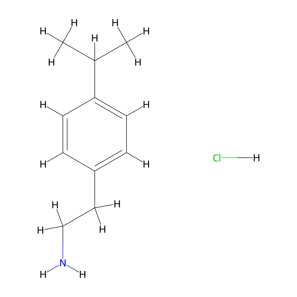 Benzeneethanamine, 4-(1-methylethyl)-, hydrochloride molecular structure, CAS 61035-87-8