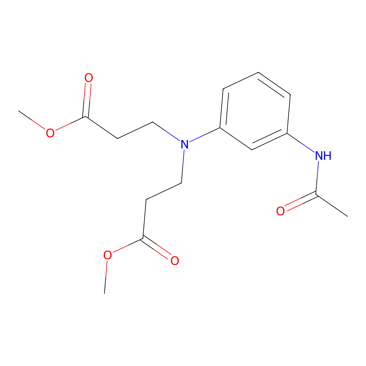 beta-Alanine, N-(3-(acetylamino)phenyl)-N-(3-methoxy-3-oxopropyl)-, methyl ester molecular structure, CAS 61038-96-8
