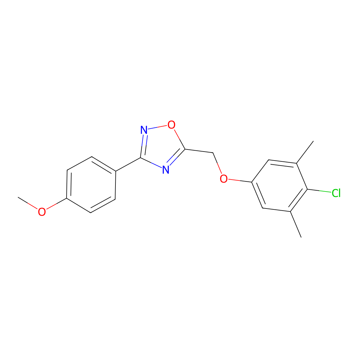 5-[(4-Chloro-3,5-dimethylphenoxy)methyl]-3-(4-methoxyphenyl)-1,2,4-oxadiazole molecular structure, CAS 6104-35-4