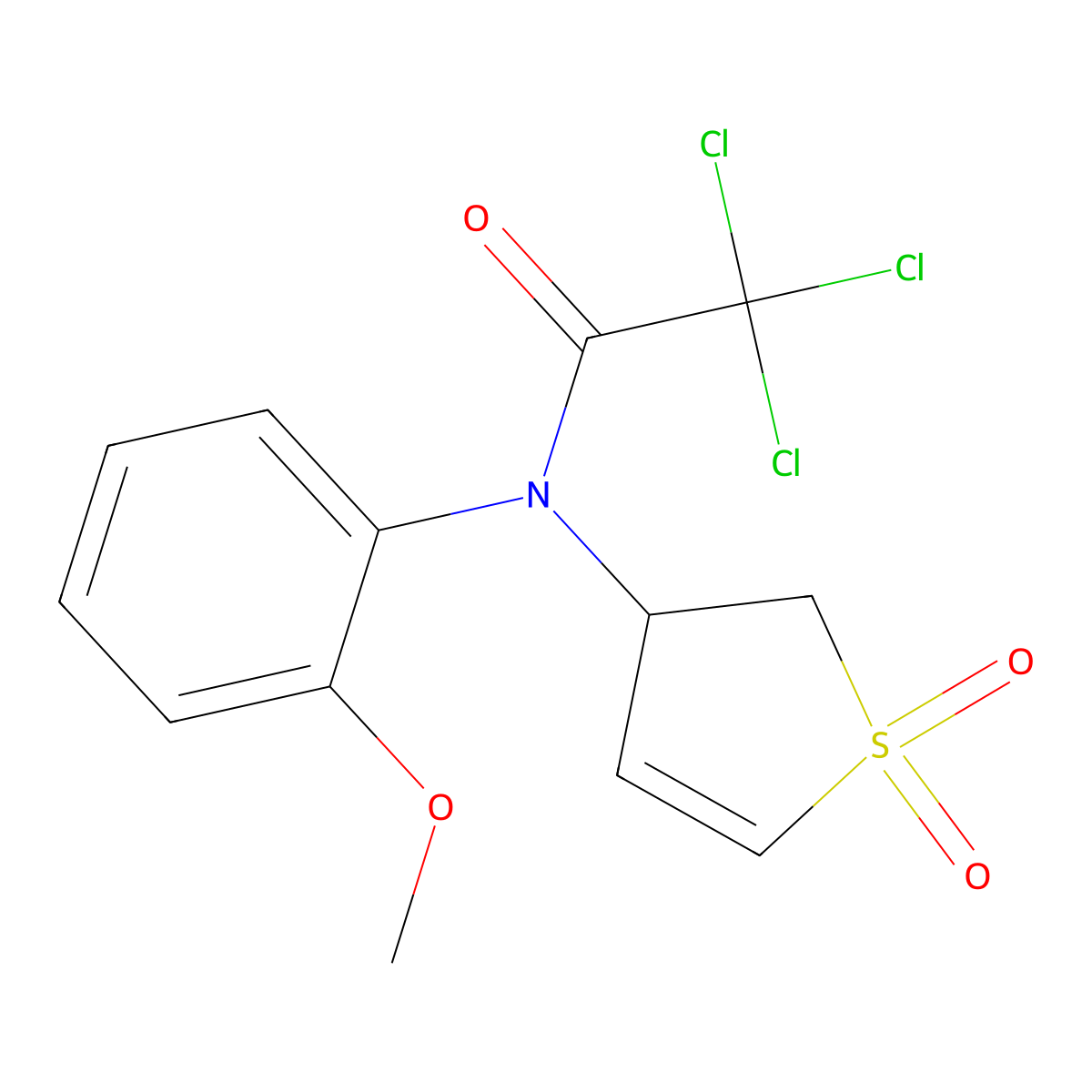 2,2,2-trichloro-N-(1,1-dioxo-2,3-dihydrothiophen-3-yl)-N-(2-methoxyphenyl)acetamide molecular structure, CAS 6104-44-5