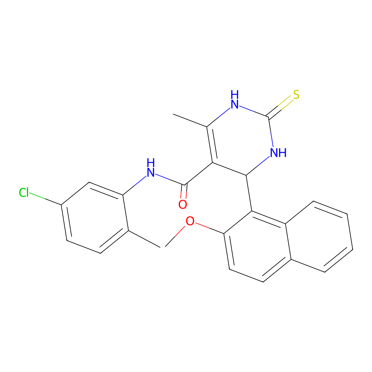 N-(5-chloro-2-methylphenyl)-4-(2-methoxynaphthalen-1-yl)-6-methyl-2-sulfanylidene-3,4-dihydro-1H-pyrimidine-5-carboxamide molecular structure, CAS 6104-66-1