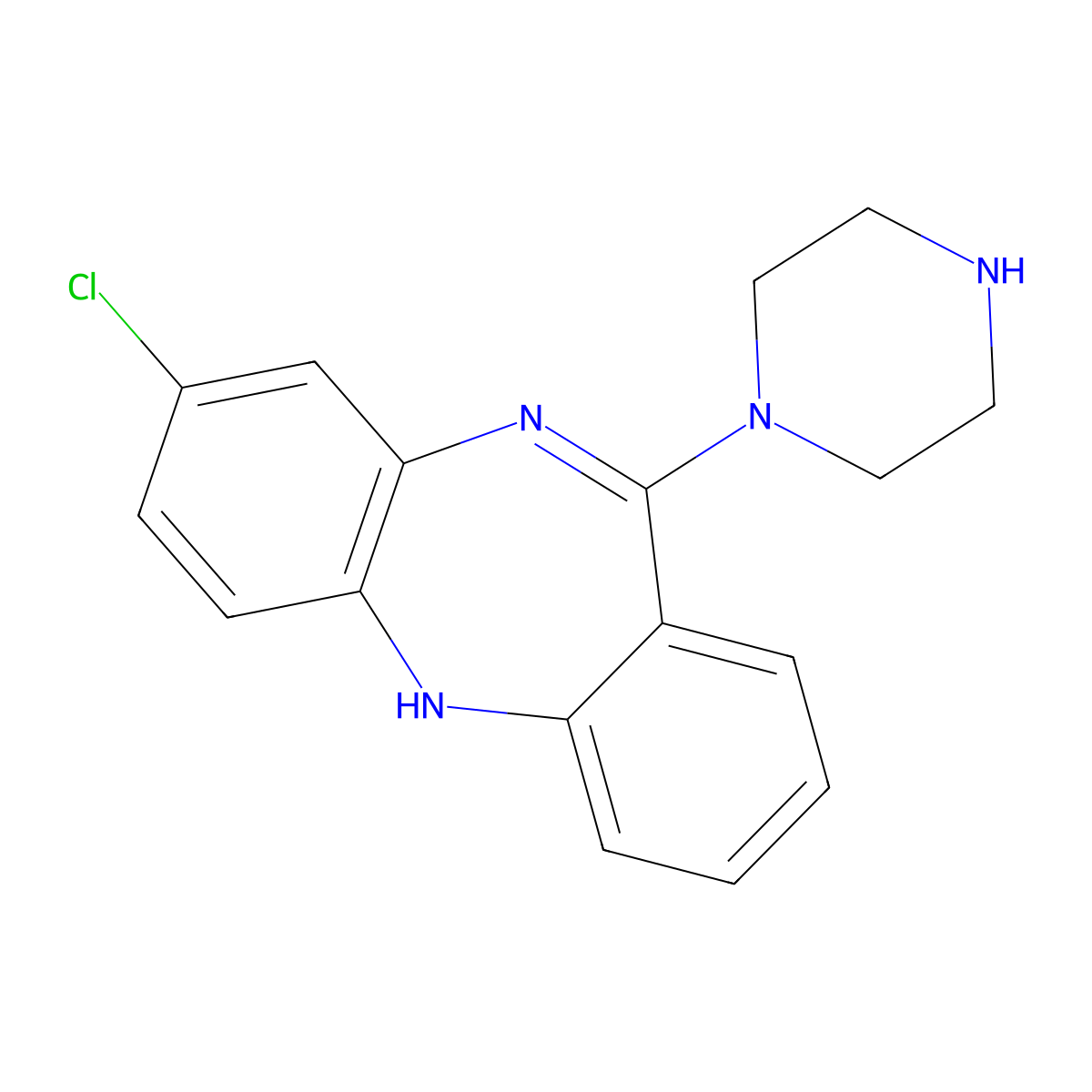 N-Desmethylclozapine molecular structure, CAS 6104-71-8