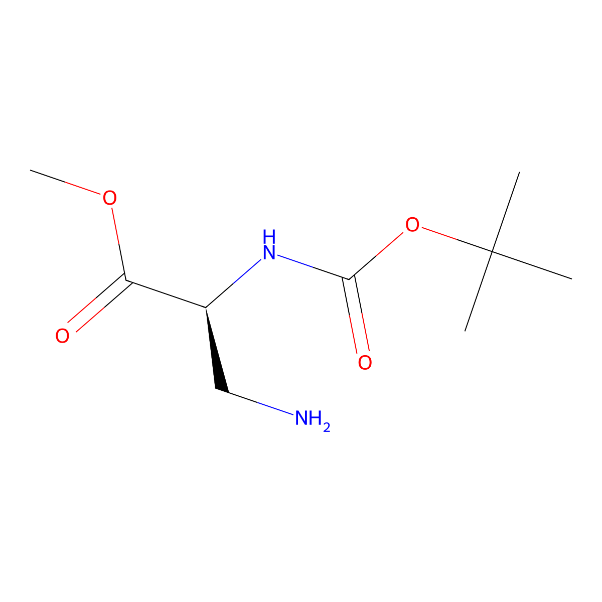 (S)-Methyl 3-amino-2-((tert-butoxycarbonyl)amino)propanoate molecular structure, CAS 61040-20-8