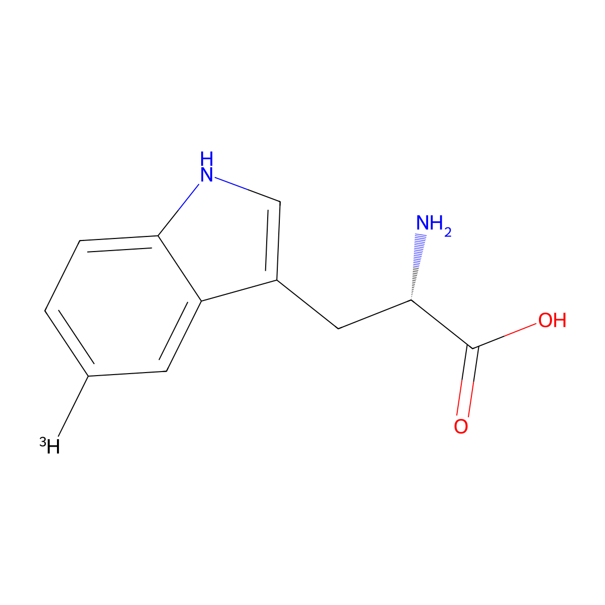 (2S)-2-amino-3-(5-tritio-1H-indol-3-yl)propanoic acid molecular structure, CAS 61049-01-2