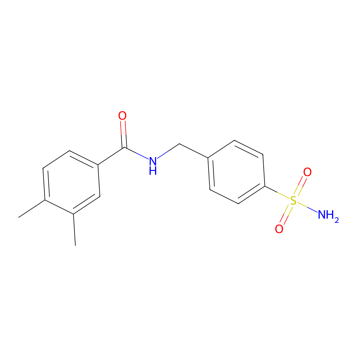 3,4-dimethyl-N-[(4-sulfamoylphenyl)methyl]benzamide molecular structure, CAS 6105-18-6