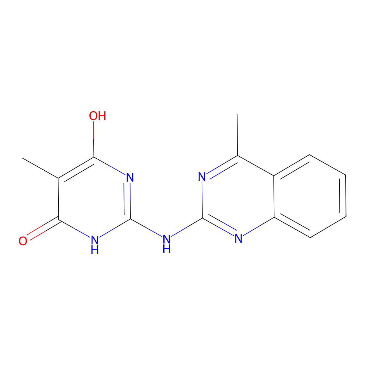 5-Methyl-2-[(4-methylquinazolin-2-yl)amino]pyrimidine-4,6-diol molecular structure, CAS 6105-46-0
