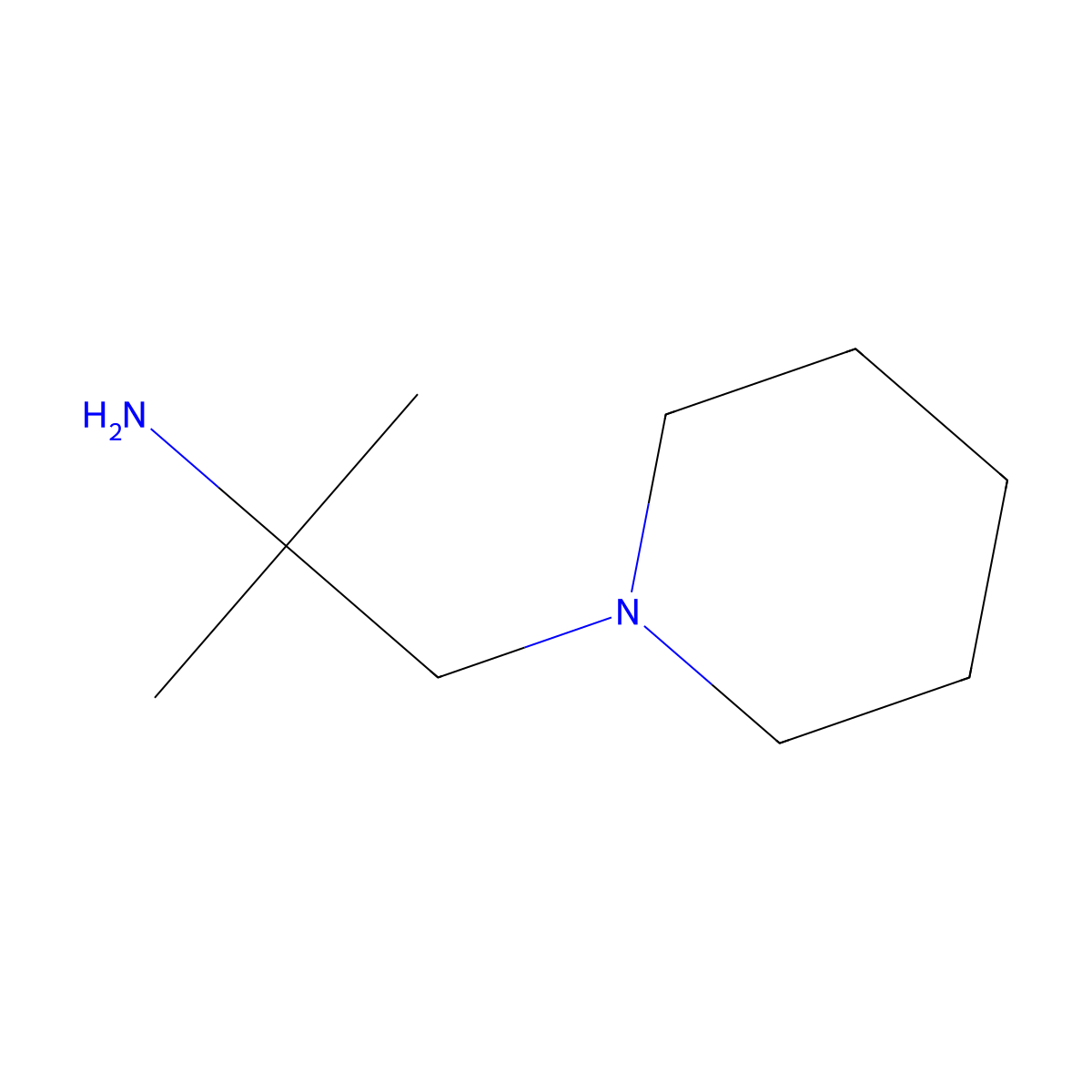 2-Methyl-1-(piperidin-1-yl)propan-2-amine molecular structure, CAS 6105-74-4