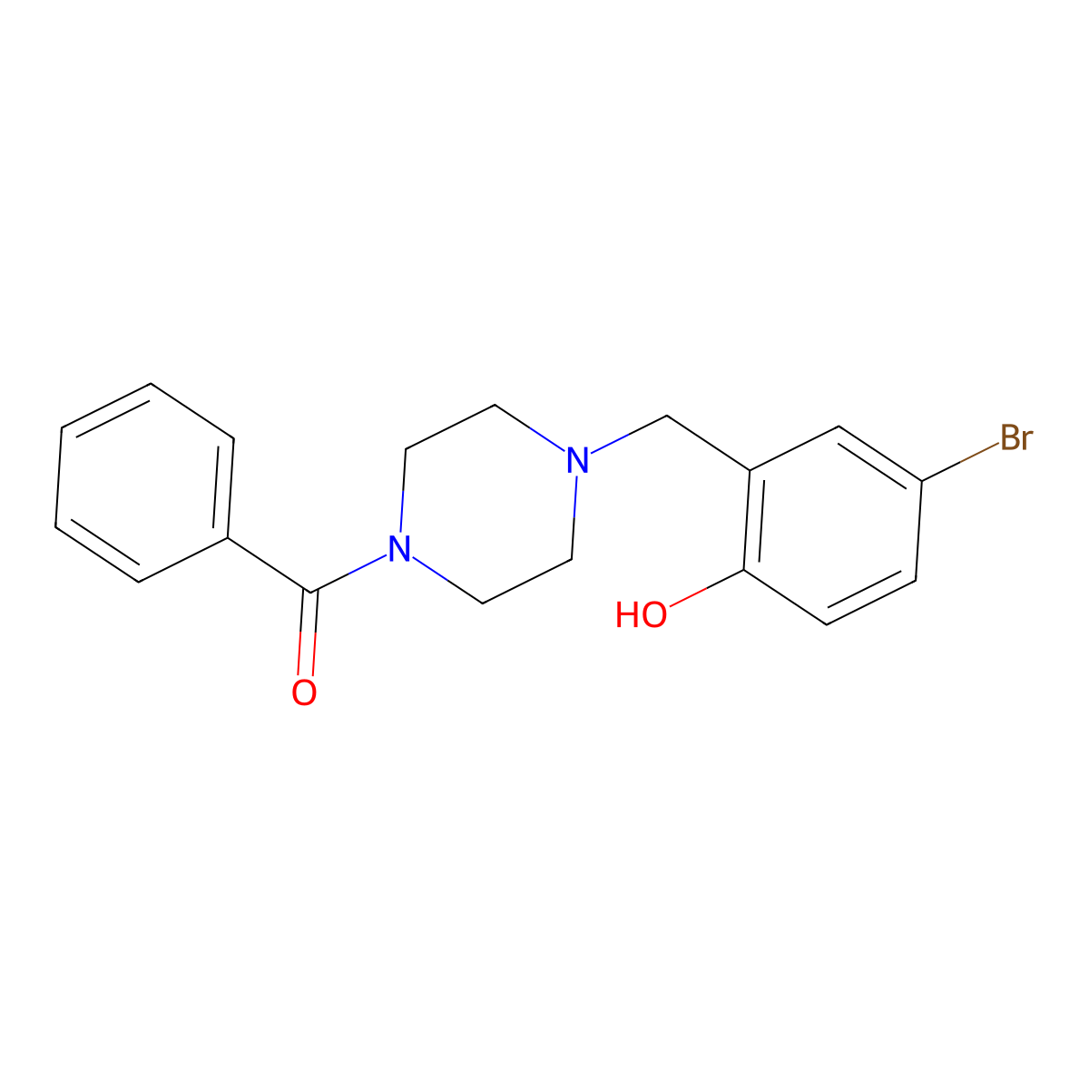 {4-[(5-Bromo-2-hydroxyphenyl)methyl]piperazin-1-yl}(phenyl)methanone molecular structure, CAS 6105-81-3
