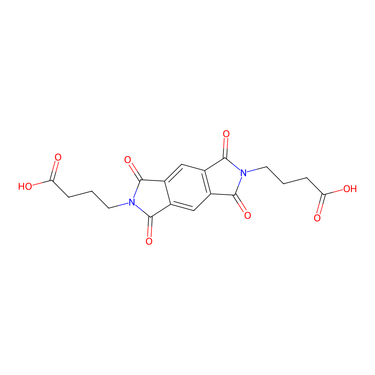 4,4'-(1,3,5,7-Tetraoxo-5,7-dihydropyrrolo[3,4-f]isoindole-2,6-diyl)dibutanoic acid molecular structure, CAS 61052-99-1