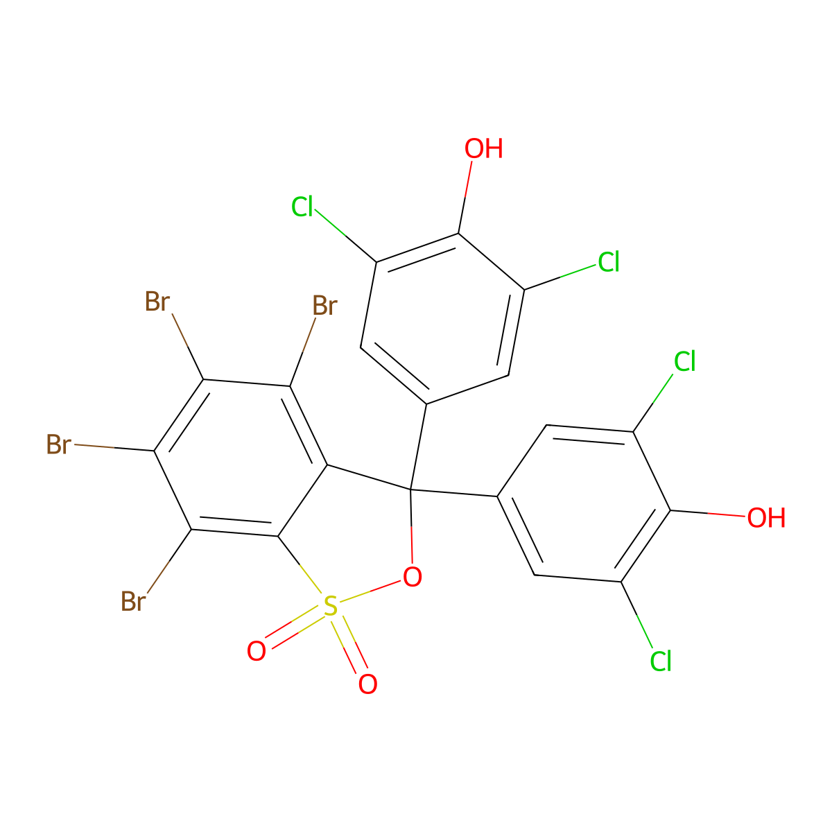 4,4'-(4,5,6,7-Tetrabromo-3H-2,1-benzoxathiol-3-ylidene)bis(2,6-dichlorophenol) S,S-dioxide molecular structure, CAS 61053-97-2