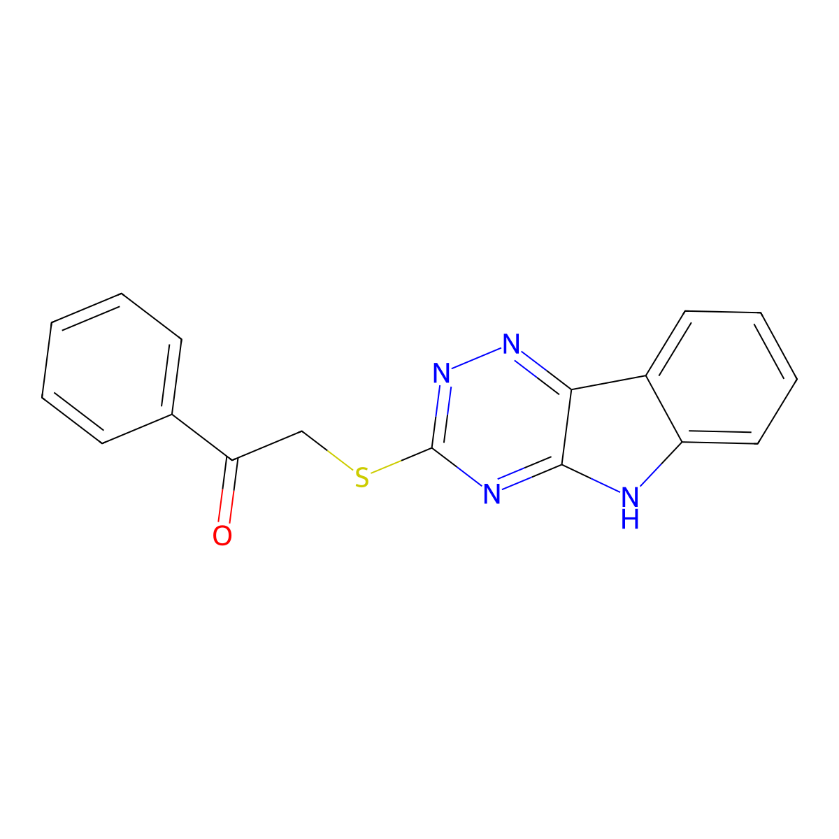 1-phenyl-2-(5H-[1,2,4]triazino[5,6-b]indol-3-ylsulfanyl)ethanone molecular structure, CAS 61054-36-2