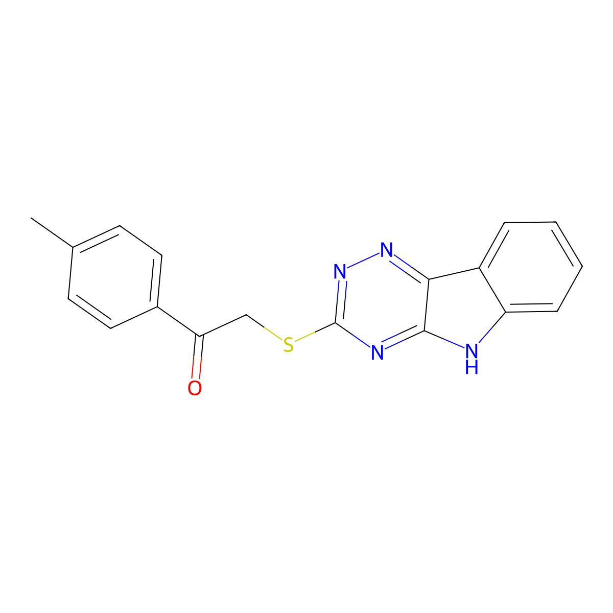 1-(4-methylphenyl)-2-(5H-[1,2,4]triazino[5,6-b]indol-3-ylsulfanyl)ethanone molecular structure, CAS 61054-37-3
