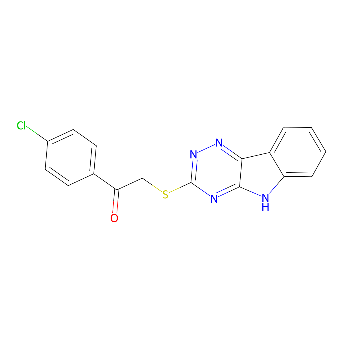 1-(4-Chloro-phenyl)-2-(9H-1,3,4,9-tetraaza-fluoren-2-ylsulfanyl)-ethanone molecular structure, CAS 61054-38-4