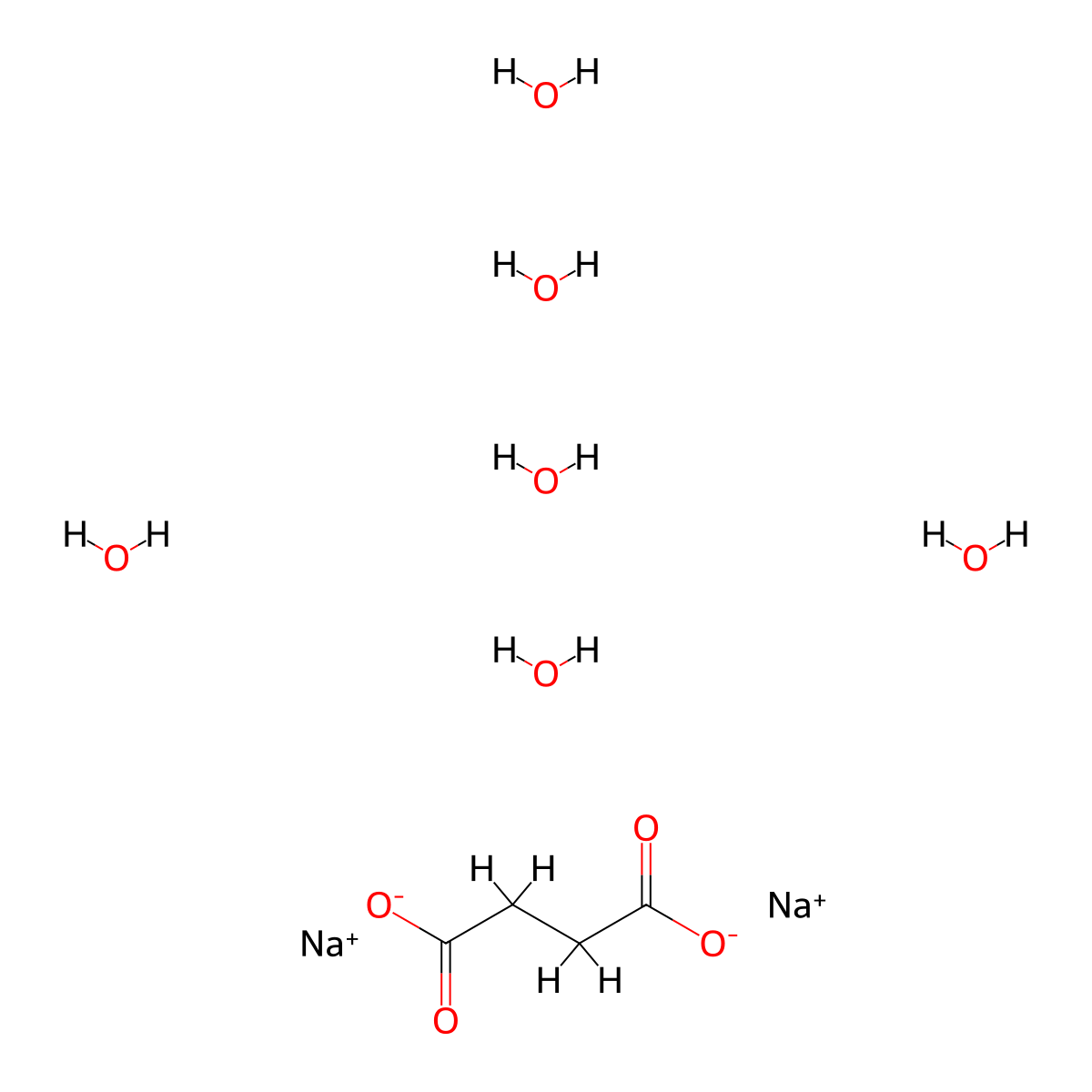 Sodium Succinate Hexahydrate molecular structure, CAS 6106-21-4
