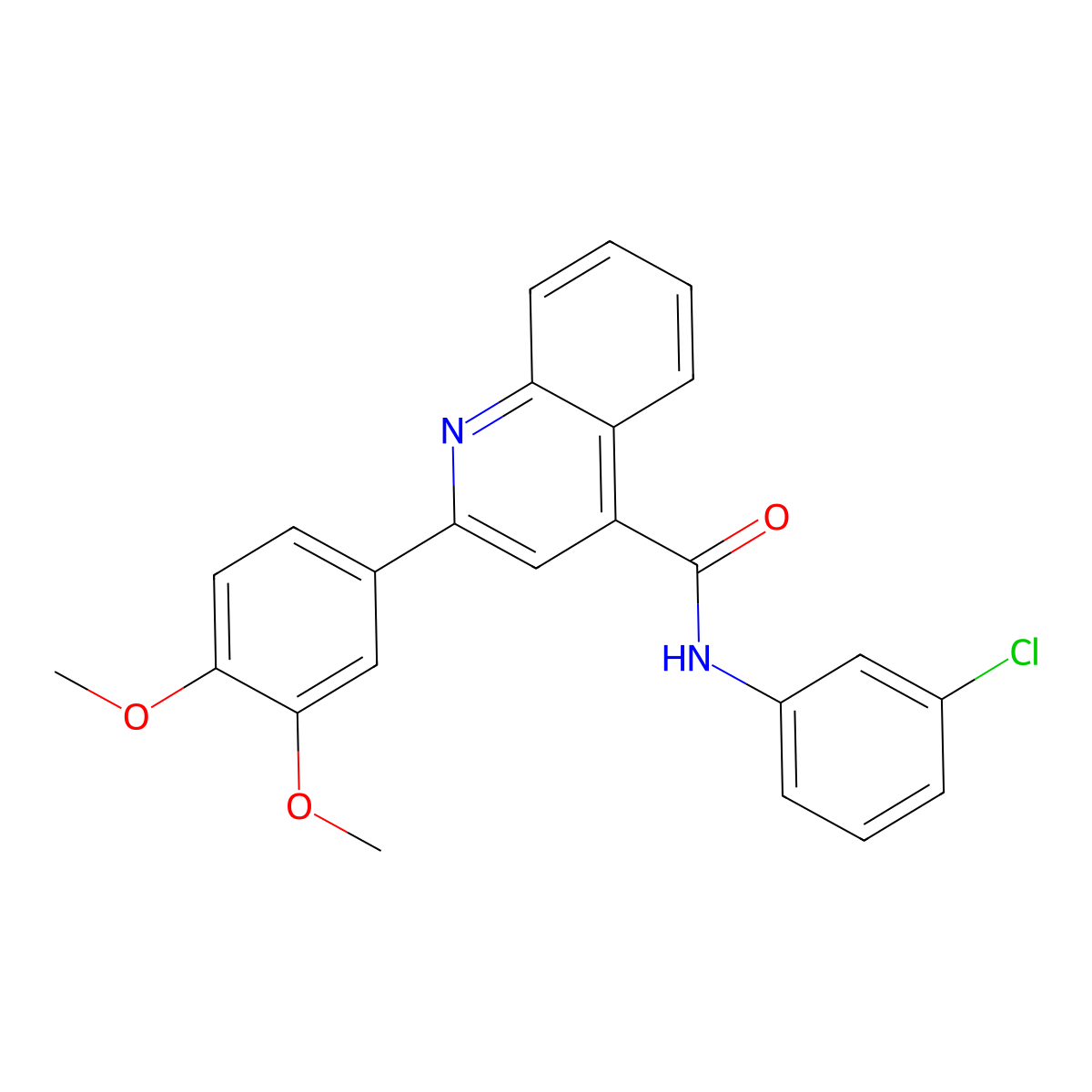 N-(3-chlorophenyl)-2-(3,4-dimethoxyphenyl)quinoline-4-carboxamide molecular structure, CAS 6106-42-9