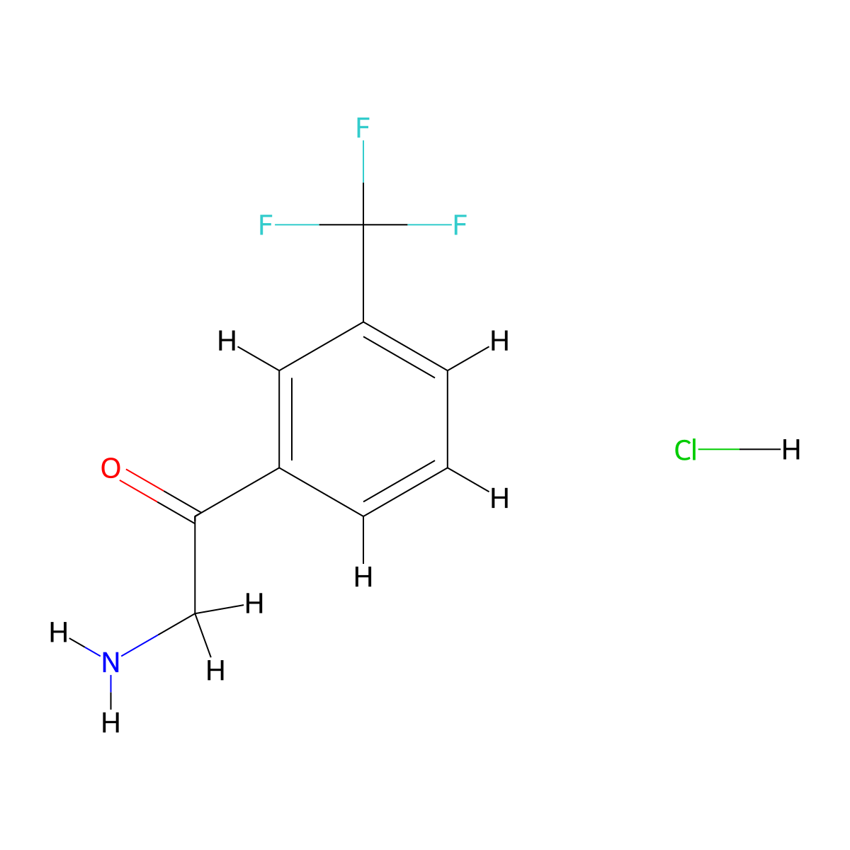 2-Amino-1-(3-(trifluoromethyl)phenyl)ethan-1-one hydrochloride molecular structure, CAS 61062-56-4