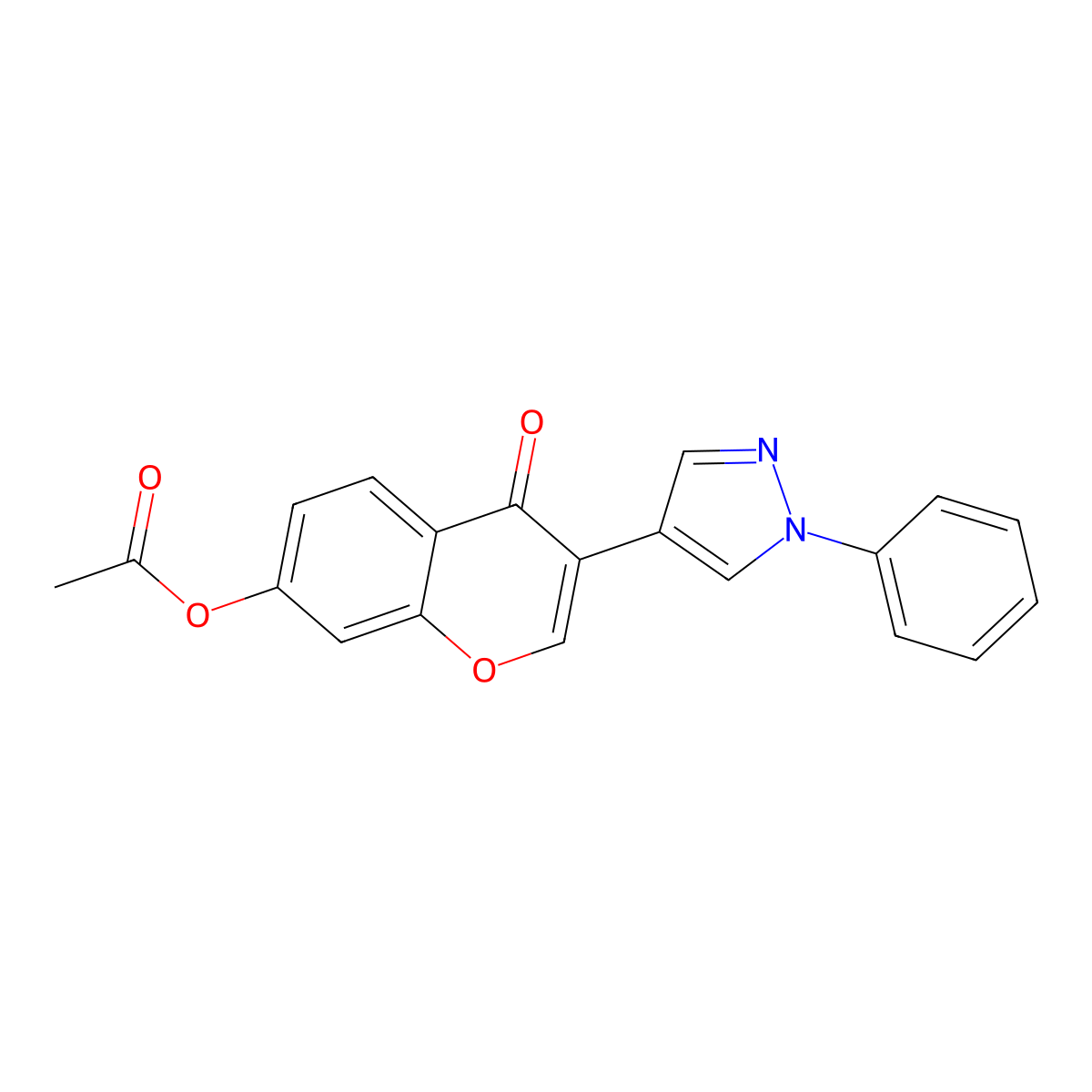 4-oxo-3-(1-phenyl-1H-pyrazol-4-yl)-4H-chromen-7-yl acetate molecular structure, CAS 61064-46-8