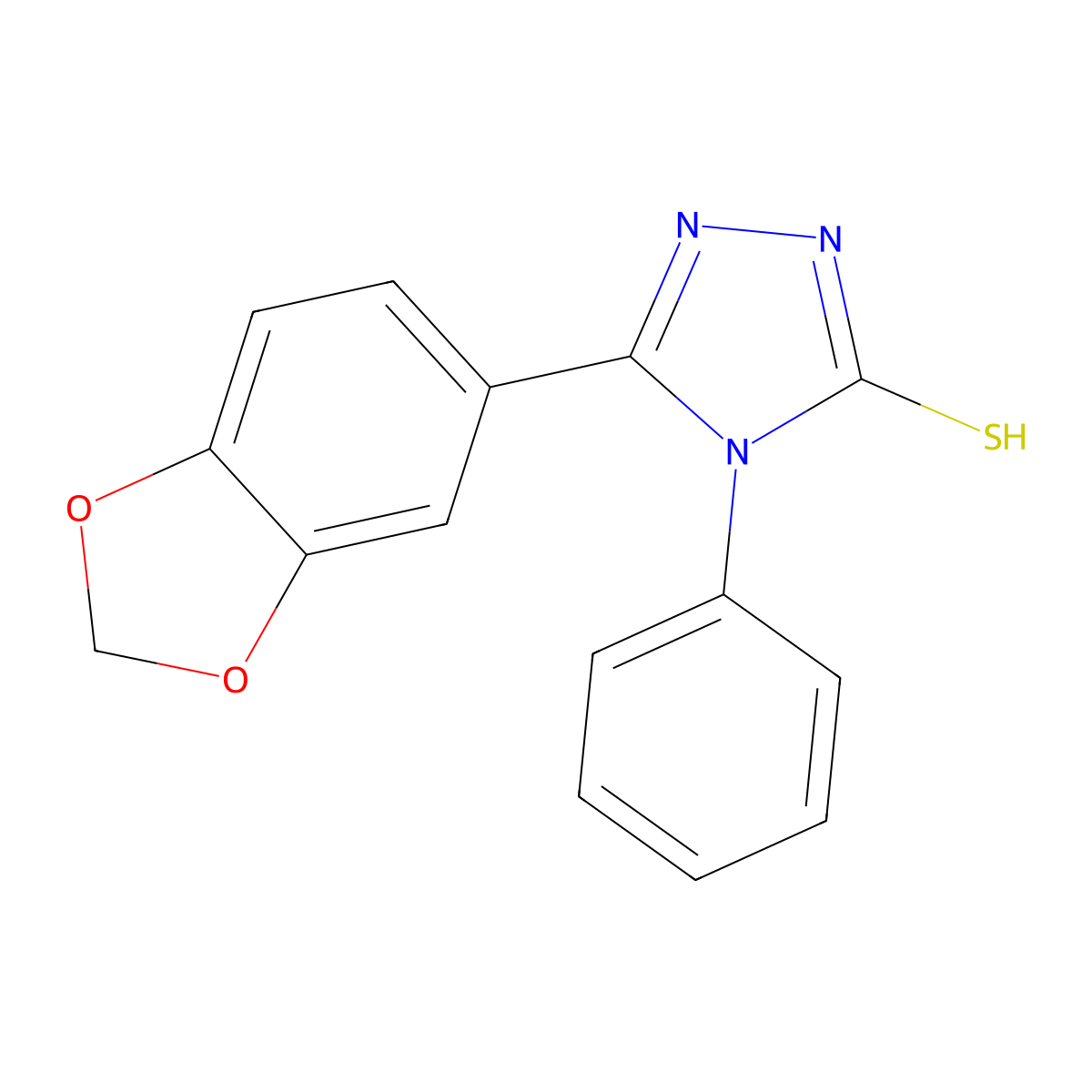 3-(1,3-benzodioxol-5-yl)-4-phenyl-1H-1,2,4-triazole-5-thione molecular structure, CAS 61066-46-4