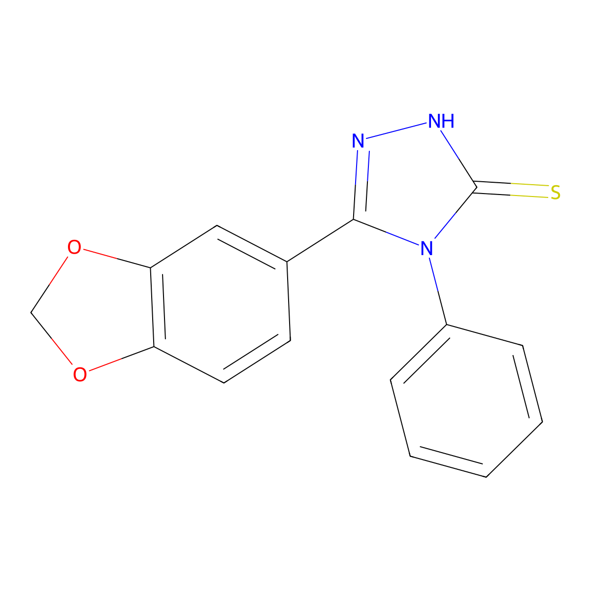 3-(1,3-benzodioxol-5-yl)-4-phenyl-1H-1,2,4-triazole-5-thione molecular structure, CAS 61066-46-4