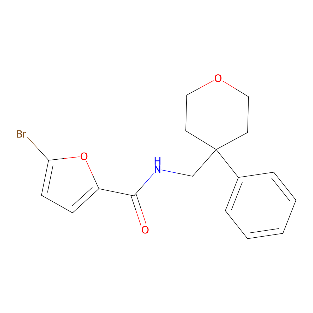 5-bromo-N-[(4-phenyloxan-4-yl)methyl]furan-2-carboxamide molecular structure, CAS 6107-26-2