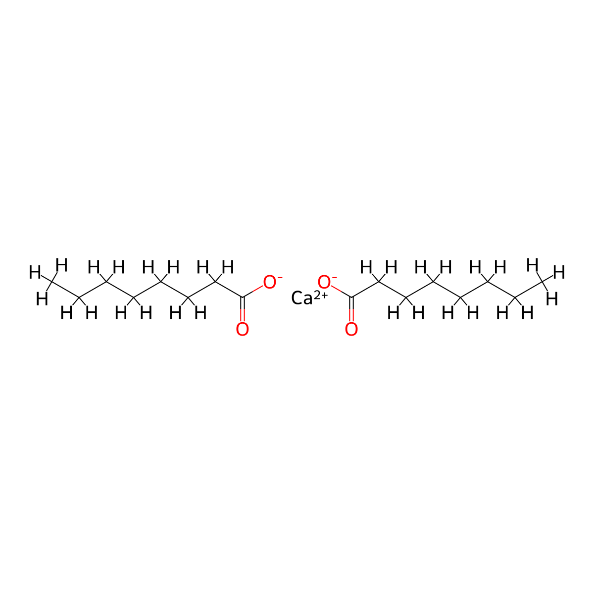 Calcium octanoate molecular structure, CAS 6107-56-8