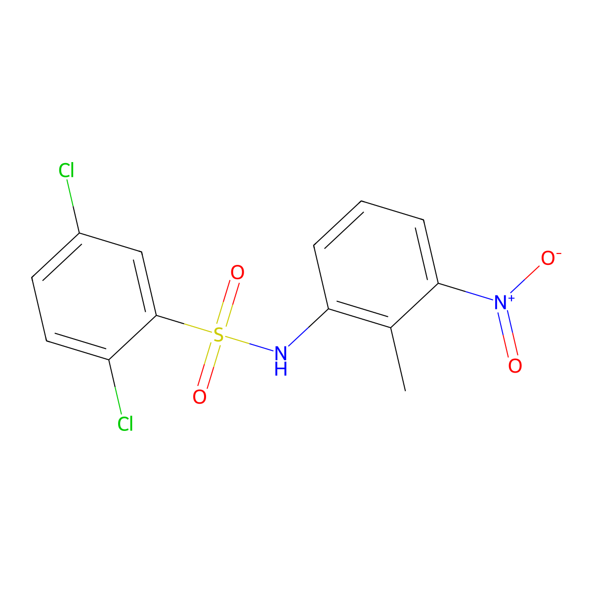 2,5-dichloro-N-(2-methyl-3-nitrophenyl)benzenesulfonamide molecular structure, CAS 6107-65-9