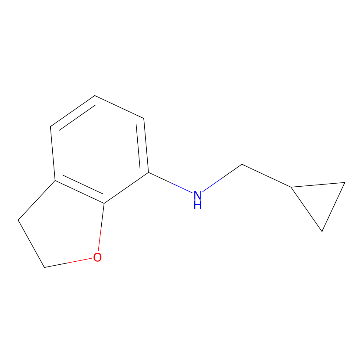 N-(Cyclopropylmethyl)-2,3-dihydro-1-benzofuran-7-amine molecular structure, CAS 61070-81-3
