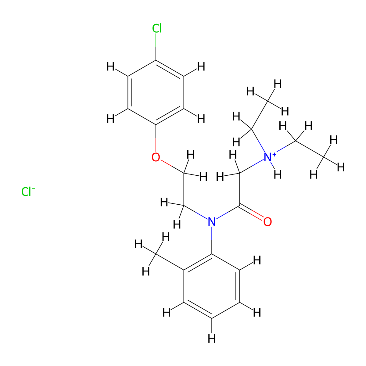 Acetanilide, 2-(diethylamino)-2'-methyl-N-(2-(p-chlorophenoxy)ethyl)-, hydrochloride molecular structure, CAS 61072-16-0