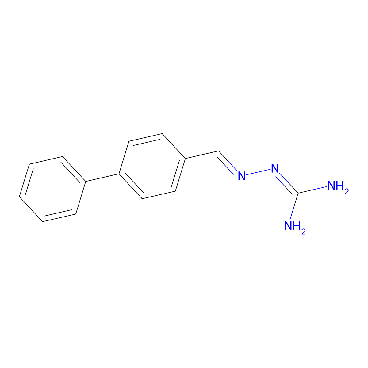 Hydrazinecarboximidamide, 2-((1,1'-biphenyl)-4-ylmethylene)- molecular structure, CAS 61072-53-5
