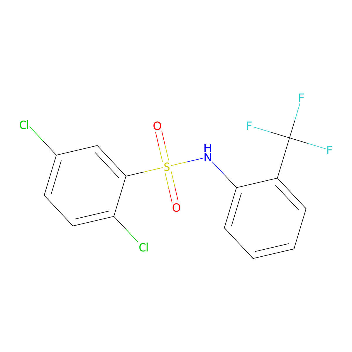2,5-dichloro-N-[2-(trifluoromethyl)phenyl]benzenesulfonamide molecular structure, CAS 61072-87-5