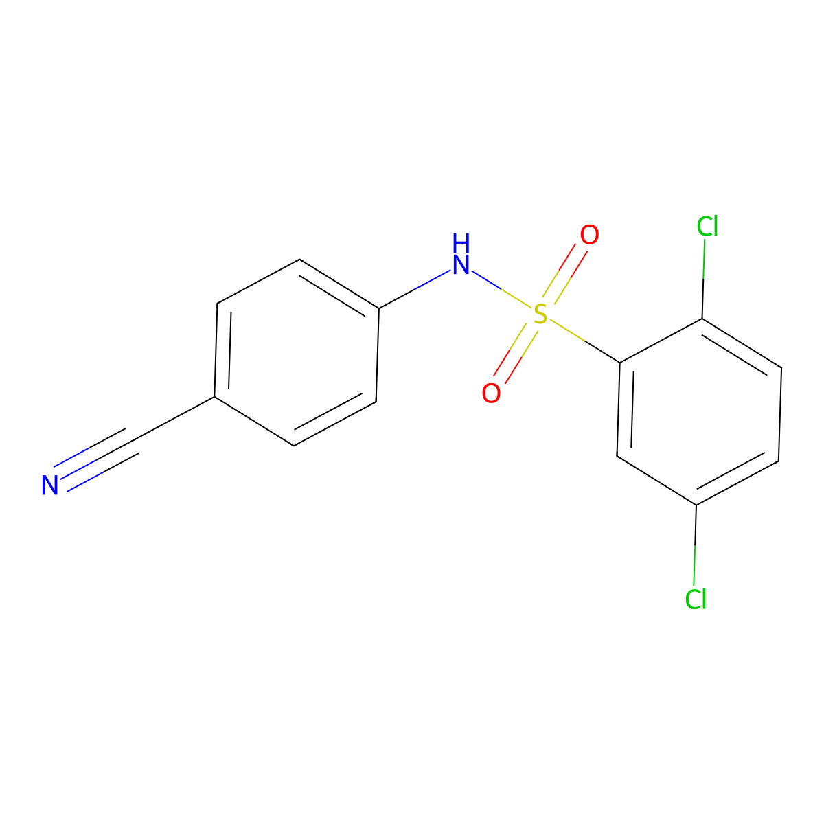2,5-dichloro-N-(4-cyanophenyl)benzenesulfonamide molecular structure, CAS 61072-88-6