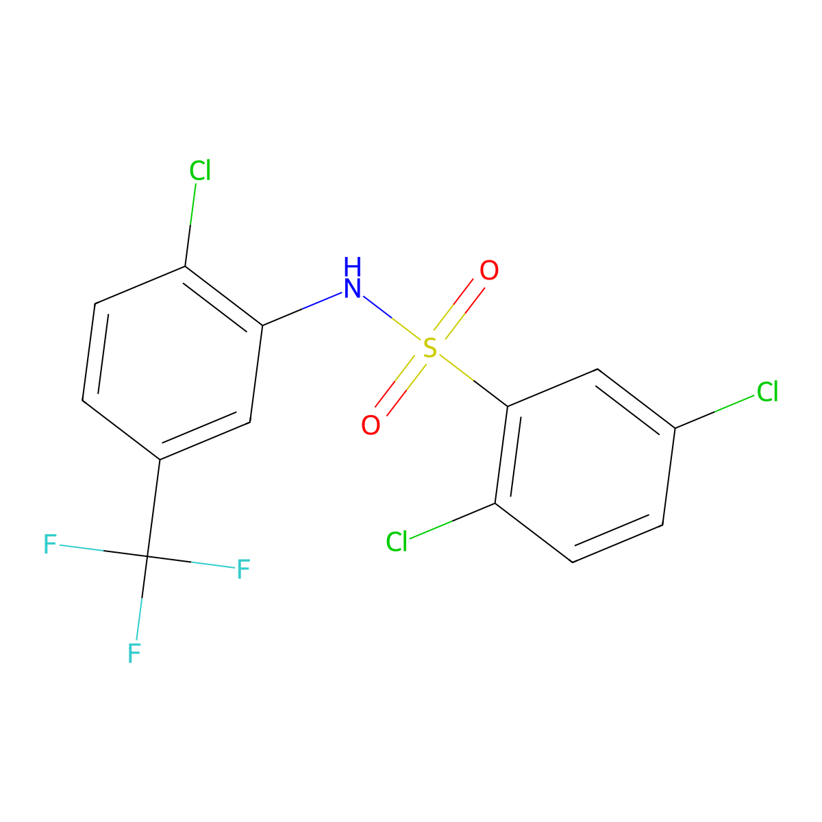 2,5-dichloro-N-[2-chloro-5-(trifluoromethyl)phenyl]benzenesulfonamide molecular structure, CAS 61073-02-7