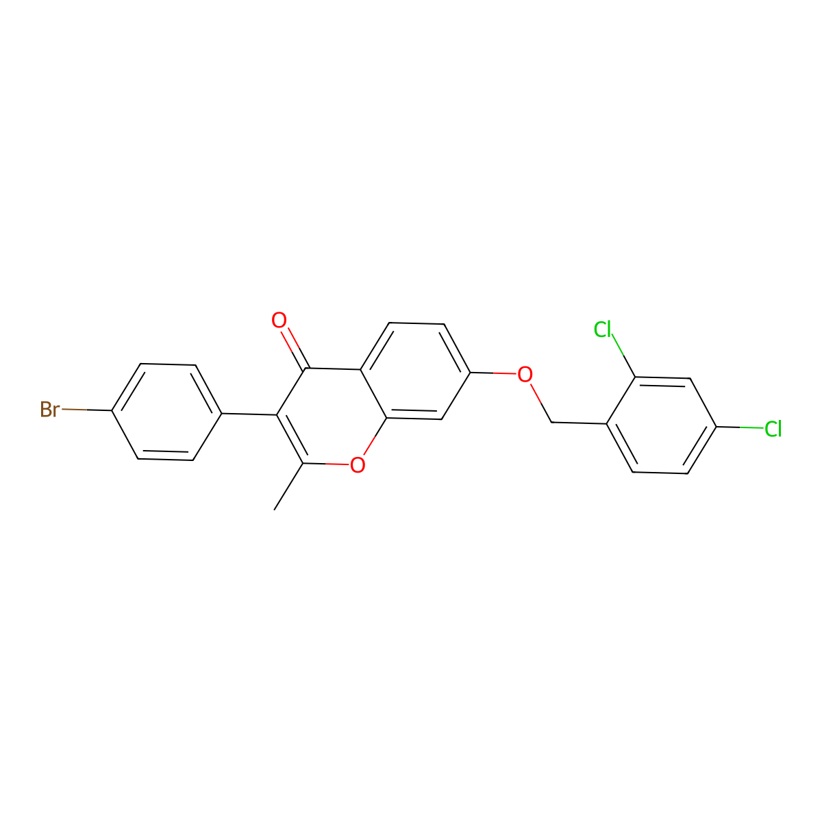 3-(4-Bromophenyl)-7-[(2,4-dichlorophenyl)methoxy]-2-methylchromen-4-one molecular structure, CAS 610749-95-6