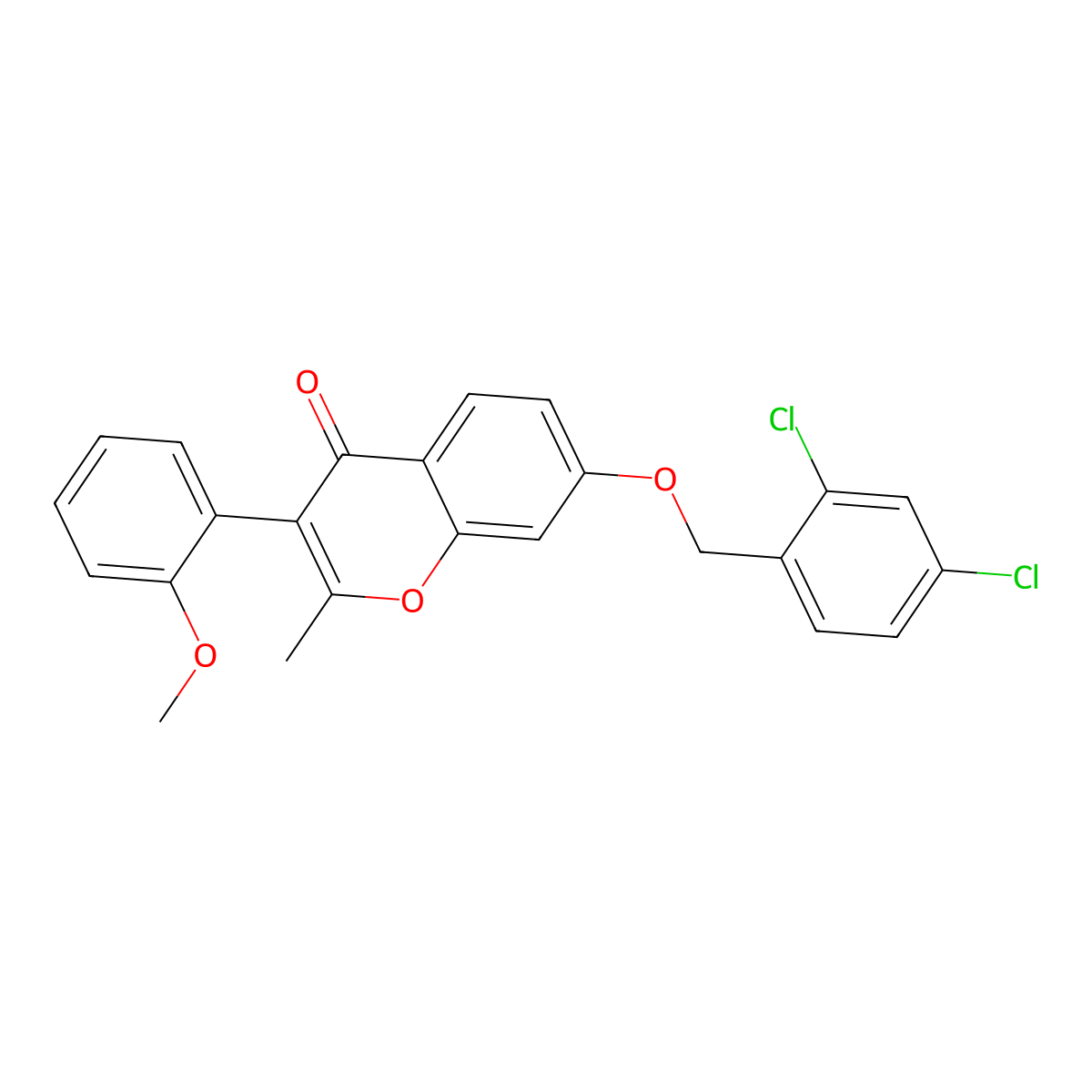 7-[(2,4-dichlorobenzyl)oxy]-3-(2-methoxyphenyl)-2-methyl-4H-chromen-4-one molecular structure, CAS 610749-98-9