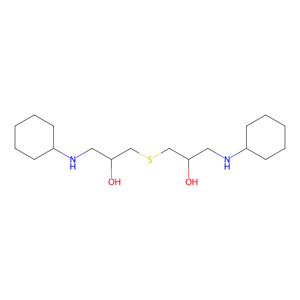 1-(Cyclohexylamino)-3-[3-(cyclohexylamino)-2-hydroxypropyl]sulfanylpropan-2-ol molecular structure, CAS 61075-49-8