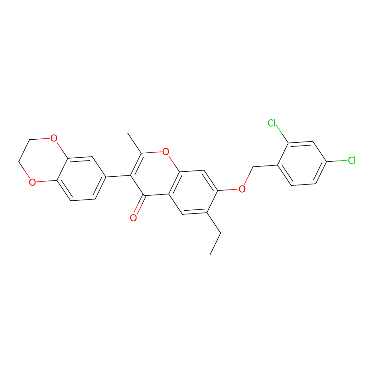 7-[(2,4-Dichlorophenyl)methoxy]-3-(2,3-dihydro-1,4-benzodioxin-6-yl)-6-ethyl-2-methylchromen-4-one molecular structure, CAS 610750-05-5