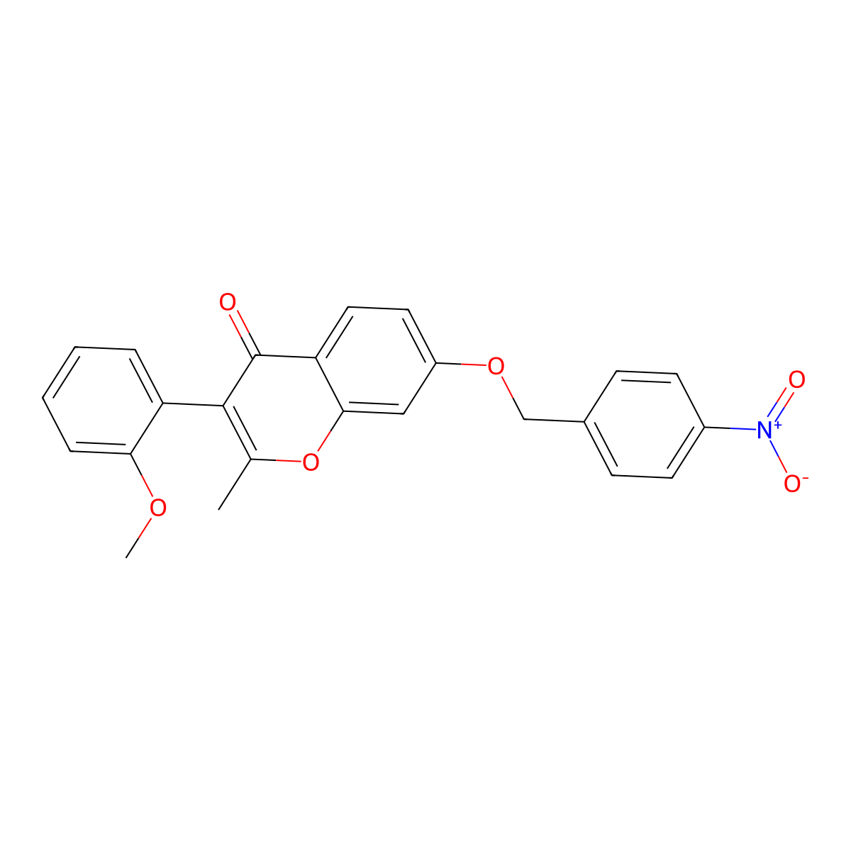 3-(2-Methoxyphenyl)-2-methyl-7-[(4-nitrophenyl)methoxy]chromen-4-one molecular structure, CAS 610751-09-2