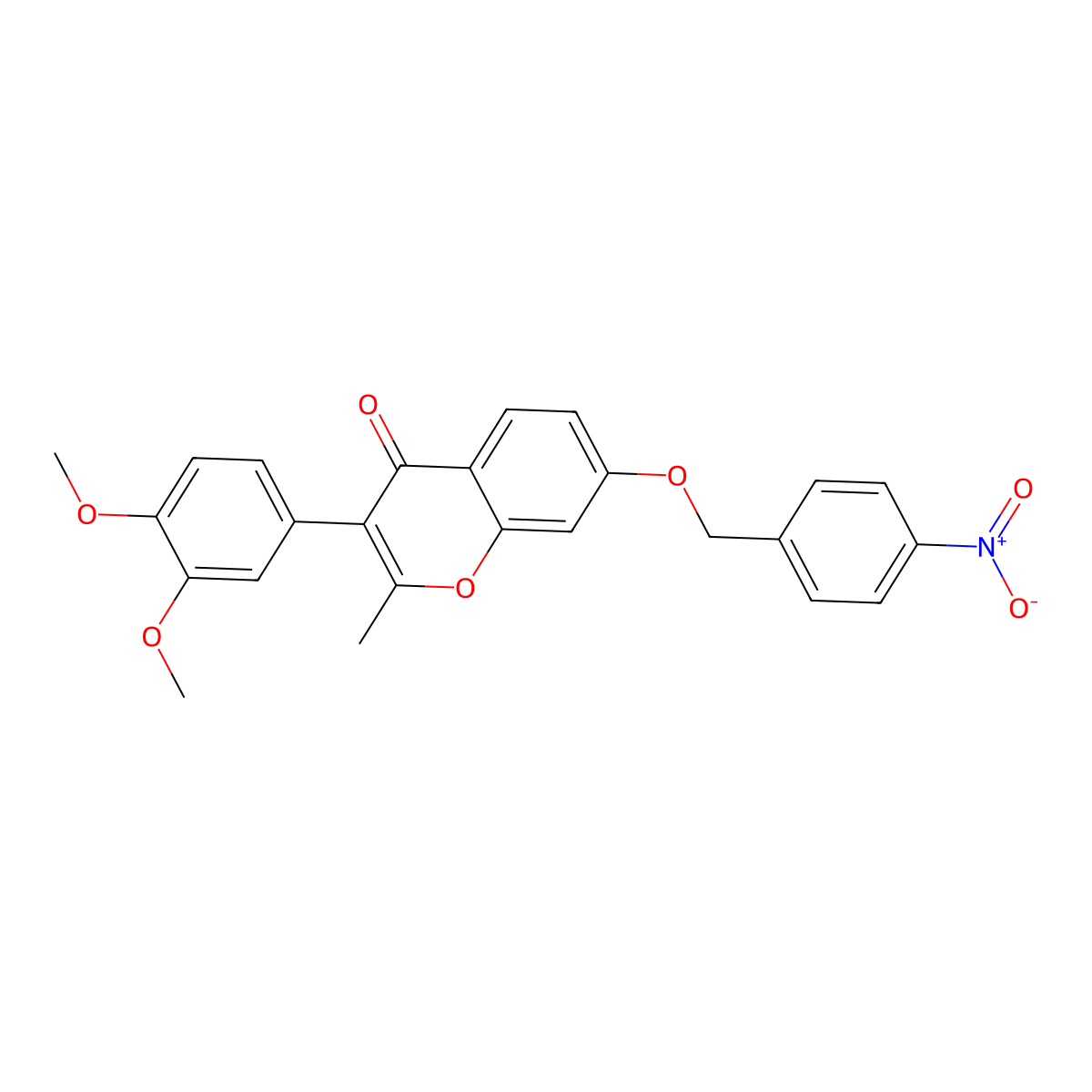3-(3,4-Dimethoxyphenyl)-2-methyl-7-[(4-nitrophenyl)methoxy]chromen-4-one molecular structure, CAS 610751-12-7