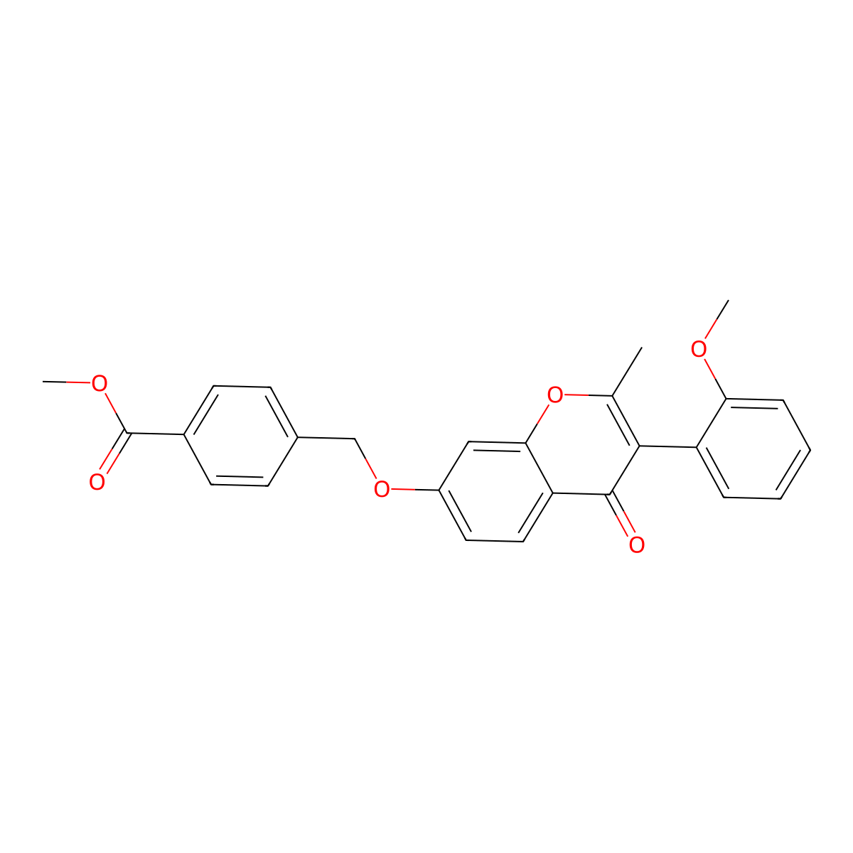 methyl 4-(((3-(2-methoxyphenyl)-2-methyl-4-oxo-4H-chromen-7-yl)oxy)methyl)benzoate molecular structure, CAS 610751-25-2