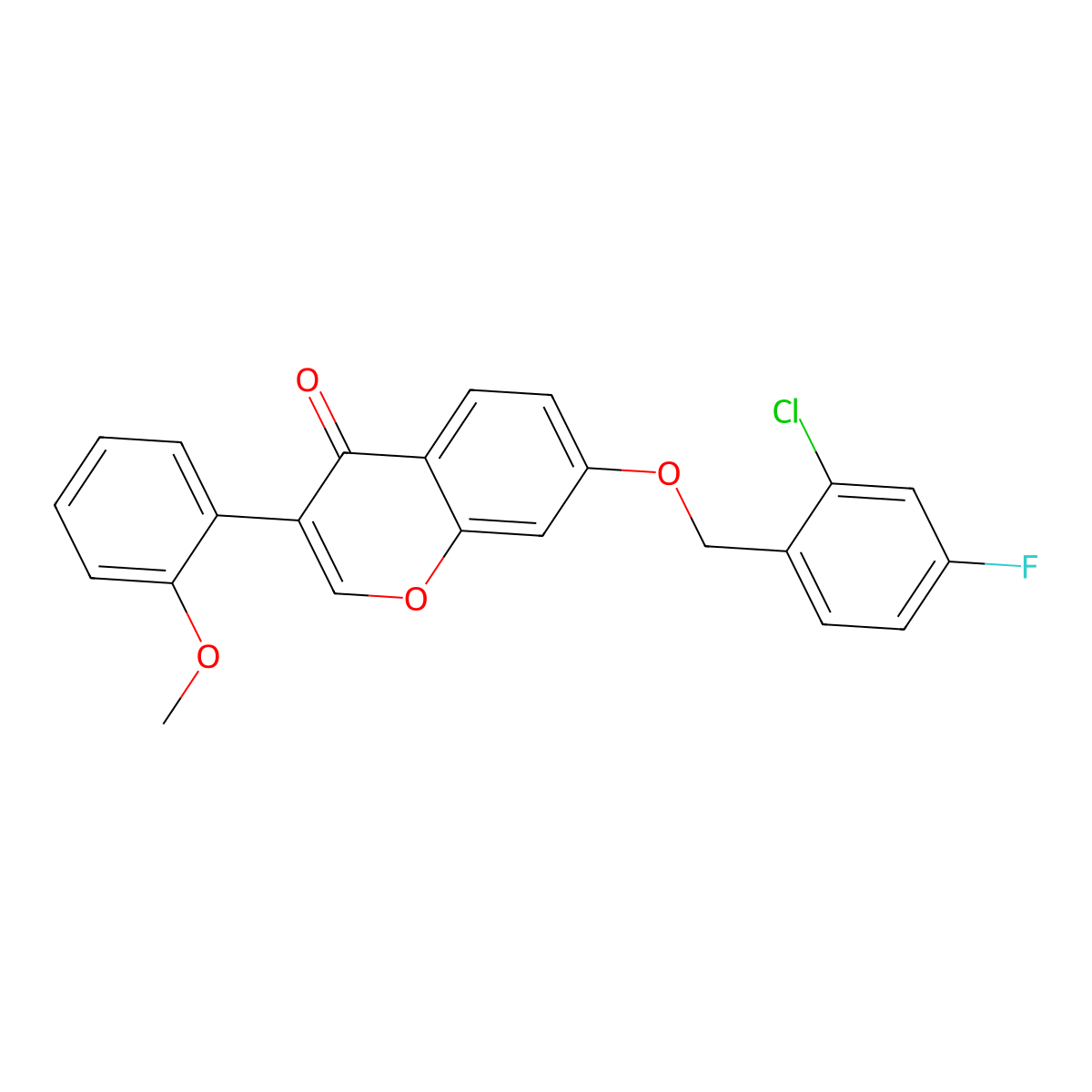 7-[(2-Chloro-4-fluorophenyl)methoxy]-3-(2-methoxyphenyl)chromen-4-one molecular structure, CAS 610751-43-4