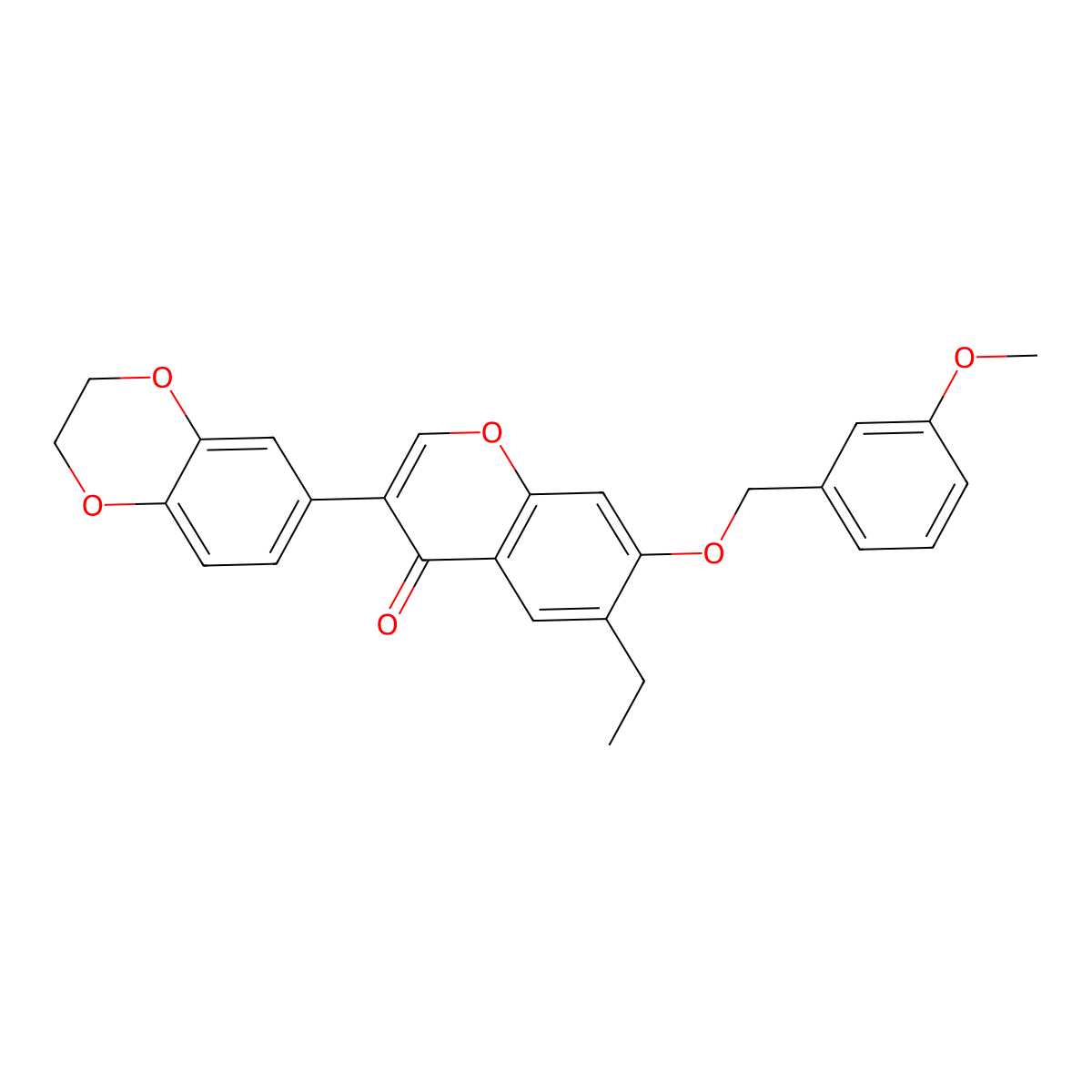 3-(2,3-dihydrobenzo[b][1,4]dioxin-6-yl)-6-ethyl-7-((3-methoxybenzyl)oxy)-4H-chromen-4-one molecular structure, CAS 610751-64-9