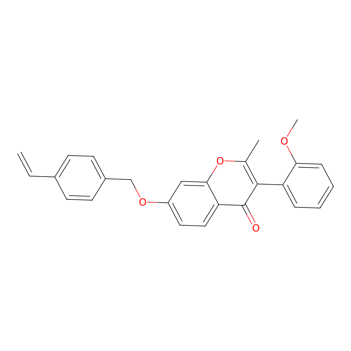 7-[(4-Ethenylphenyl)methoxy]-3-(2-methoxyphenyl)-2-methylchromen-4-one molecular structure, CAS 610751-76-3