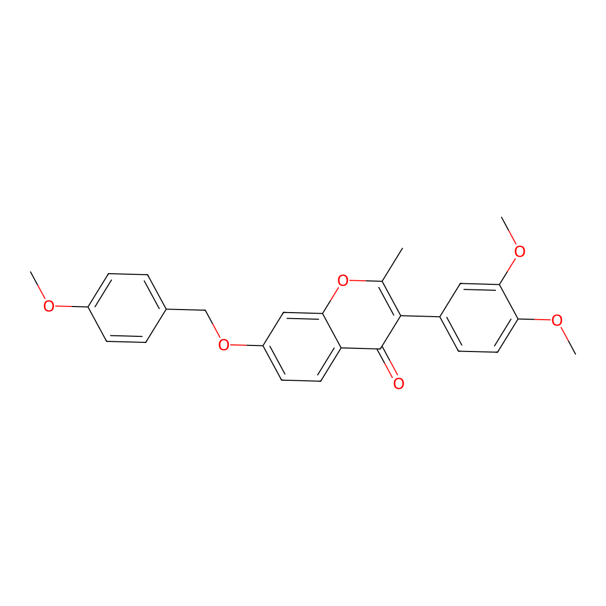 3-(3,4-dimethoxyphenyl)-7-((4-methoxybenzyl)oxy)-2-methyl-4H-chromen-4-one molecular structure, CAS 610751-97-8