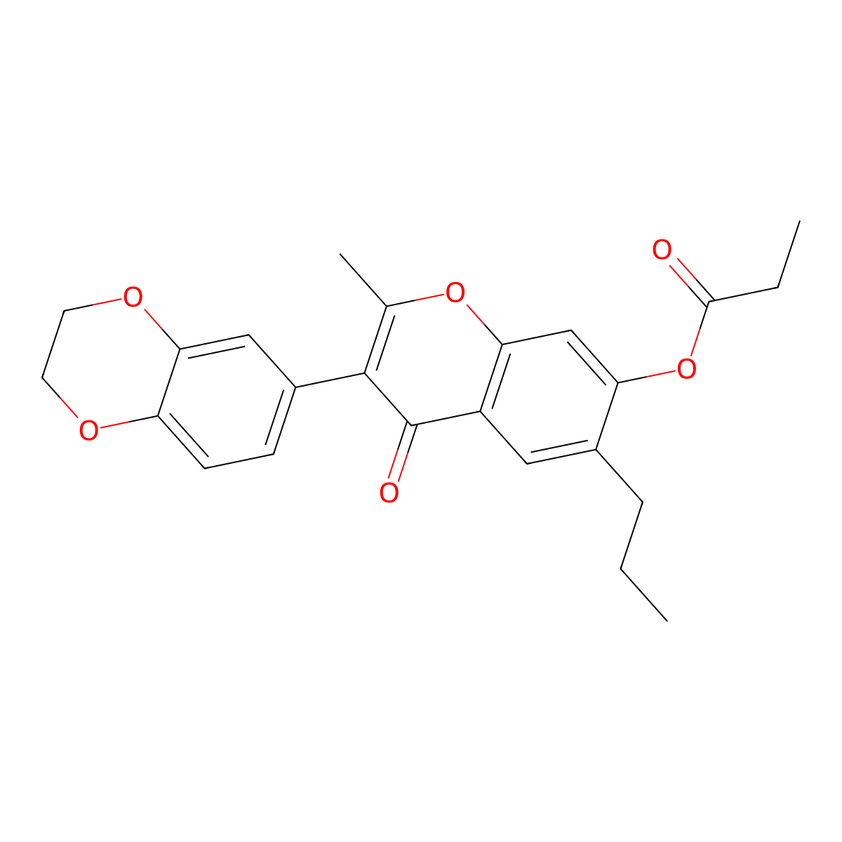 3-(2,3-dihydrobenzo[b][1,4]dioxin-6-yl)-2-methyl-4-oxo-6-propyl-4H-chromen-7-yl propionate molecular structure, CAS 610752-25-5